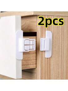 随机款式冰箱安全锁，冰箱门锁扣，冰箱门关闭器，饮水机安全锁，抽屉安全锁，免钻孔自粘式安全锁，自动锁定机制，无需按压，通用型，防止门下垂 - 增强型安全锁扣设计，确保安全关闭