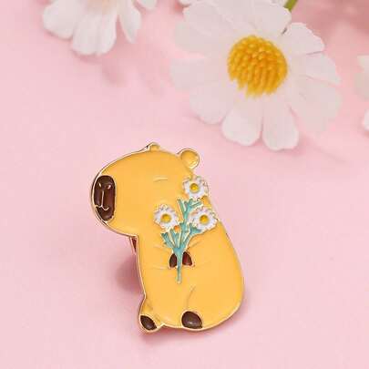 1pc Cute Capybara Animal Zinc Alloy Brooch, Suitable For Women To Decorate Clothing And Bags For Daily Wear