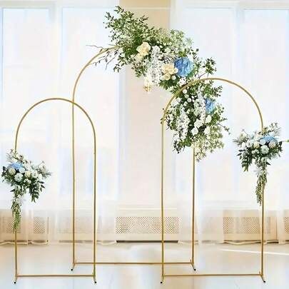 Multi Piece Arch Decoration Set For Free Combination Of 2 Pieces And 3 Piecesarch Covers, Wedding Pavilions, Garden Frames, Suitable For Parties, Golden Balloon Arch Frames, Wedding Ceremony Arches, Metal Arch Background Frames, Suitable For Bridal Showers, Birthday Parties, Halloween, Christmas Holidays, Decorative Door Frames In Gold Color