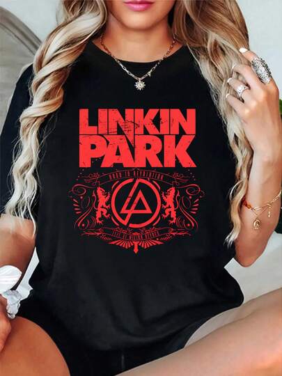 100% Cotton Linkin Park Band Logo Design T-Shirt Round Neck Short Sleeve Streetwear Fashion Breathable Homme Soft Unisex