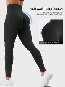 VOYJOY Women Impact Leggings Seamless Scrunch Butt Lifting Workout Leggings High Waisted Gym Yoga Pants Yoga Pants For Women  Black Pants Summer Clothes For Women - màu đen - Xem 1