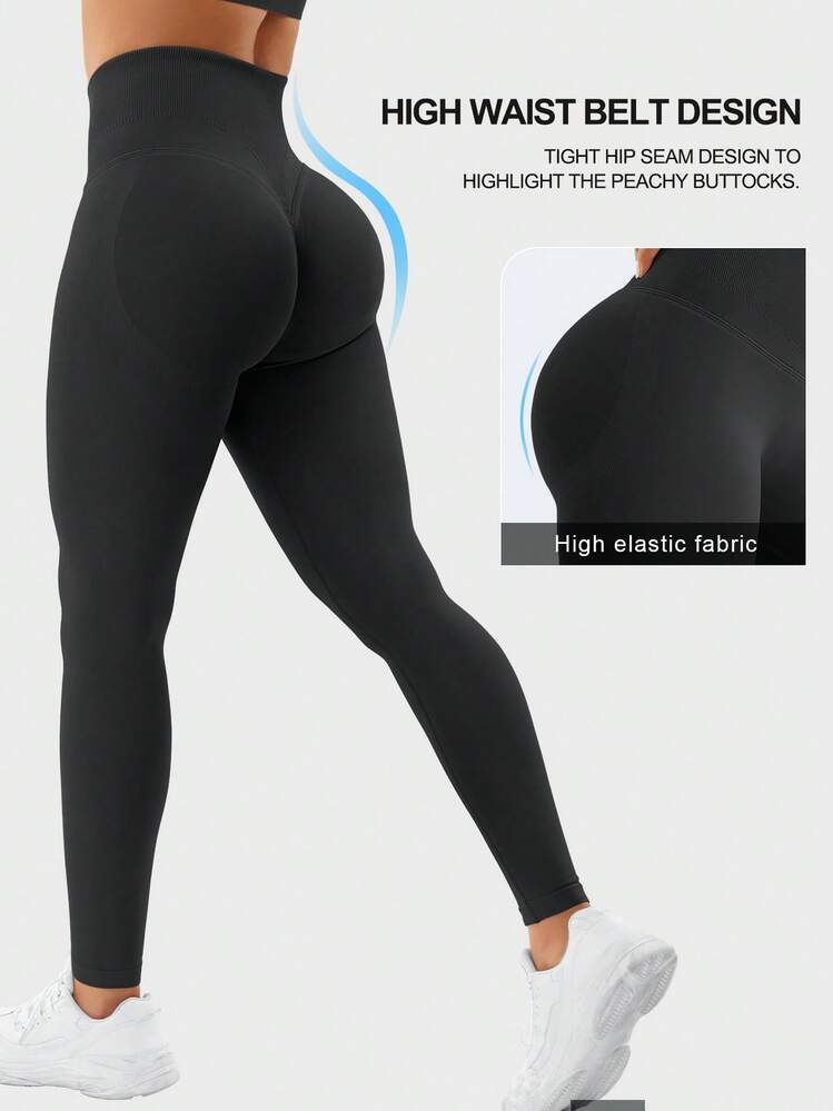 VOYJOY Women Impact Leggings Seamless Scrunch Butt Lifting Workout Leggings High Waisted Gym Yoga Pants Yoga Pants For Women  Black Pants Summer Clothes For Women - 黑色 - 查看 1