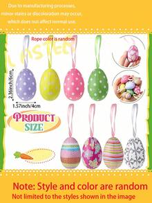 12pcs Easter Hanging Eggs, Colorful Easter Egg Pendant Decorations, Foam Rabbit Painted Eggs, Easter Party Decor, Home Decor, Easter Tree Ornaments (Styles And Colors Random) - Multicolor - View 9