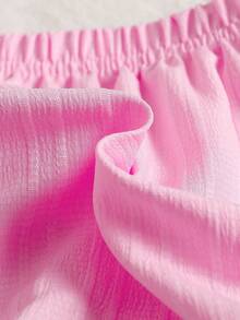 3pcs/Set Cute & Sweet Baby Girls' Summer Woven Textured Fabric Triangle Shorts - Multicolor - View 9