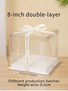 1个白色/透明盖蛋糕盒，烘焙食品礼盒，适用于蛋糕、糕点、巧克力、饼干、馅饼、生日派对、婚礼、情人节、礼品包装