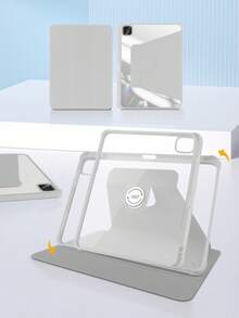 360° Adjustable Rotating Acrylic Tri-Fold Stand Protective Case With Pencil Slot, Magnetic Auto Sleep/Wake, Suitable For IPad Mini 6/7, Air, 9.7, 10.2, 10.5, Air 4/5, 10.9, Pro 11, Air 11 (M2) 2024, 10th Gen, 12.9, IPad Air 13 (M3 2025), IPad Air 11-Inch (M3) 2025, IPad (A16) 11 Inch 11th Gen 2025 - Grey - View 2