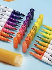 60 Colors Watercolor Marker Pen Set, Sketch Pens, Double-Ended Fineliner Pens, Student Art Supplies - Multicolor - View 7