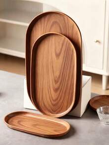 Khay lớn, đĩa ăn nhẹ, khay đựng tách trà, thiết kế hiện đại vân gỗ giả, chất liệu cao cấp, có thể xếp chồng lên nhau, khay nhựa tái sử dụng, dễ vệ sinh, có thể rửa bằng máy rửa chén, thích hợp cho bữa sáng, cà phê, phòng tắm, phòng ngủ, sân vườn, dã ngoại, Ramadan, trang trí phòng. - Nhiều màu - Xem 3