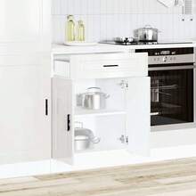 vidaXL Armoire de cuisine Porto blanc brillant bois ingénierie - Blanc - Voir 3