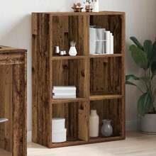 Bibliothèque/Buffet vidaXL en bois ancien 66x30x98 cm, ingénierie du bois - Tabac - Voir 4
