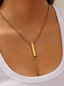 Personalized Projection Necklace, 3D Rectangle Projection Jewelry, Stainless Steel Casual Street Style Couple Necklace, Suitable As Gift For Men, Anniversary, Party, Valentine's Day, Family - Multicolor - View 4