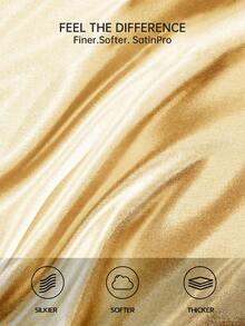 1个缎面枕套 - 光泽缎面丝绸枕套，奢华丝滑柔软透气，信封式开口，不含枕芯 - 适用于家居、宿舍、沙发、汽车，通过Oeko-Tex认证，送给妈妈的绝佳礼物，金色 - 金色 - 查看 4