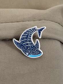 1pc Cute Underwater Animal Brooch - Zinc Alloy Enamel Badge, Dolphin Design, Suitable For Clothing, Hats, Backpacks, Shirts - Sea Blue - View 5