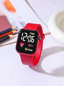 1pc Children & Teen's Cute Cartoon Heart Shape Fashion Digital Watch With Time & Date Display, Suitable As Girls Gift For Holiday, Back To School - Multicolor - View 8