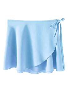 balletto Elastic Waist Tie Belt Ballet Skirt, One Piece Design Workout Skirt, Dance Performance Skirt - 藍色 - 查看 5