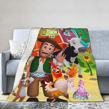 La Granja De Zenón Plush Flannel Blanket Ultra Soft, Warm, AllSeason Bedspread With Cartoon Characters Ideal For Bed, Sofa, Travel, Camping Perfect Gift For Fans, Breathable Polyester, Mixed Color Valentine's Day Gift For A Friend - trắng - Xem 2