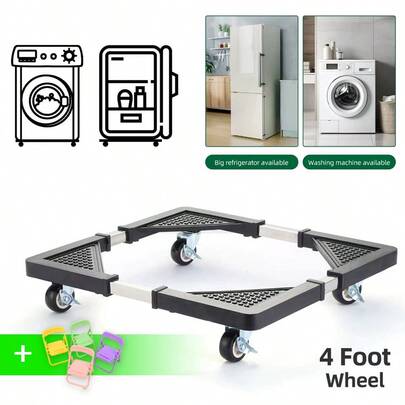 LÈRFM [MXBTG]1 base de soporte móvil ajustable negra, base de soporte de host ajustable, soporte de mini refrigerador, soporte de secadora portátil, carrito de muebles con 4 ruedas de bloqueo, base extraíble, adecuado para varios muebles micrograndes, propicio para muebles a prueba de humedad. Fácil de limpiar.