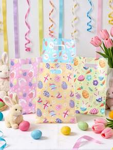 10/25/50个装复活节礼品袋，混合复活节卡通兔子图案礼品包装袋，适用于复活节派对装饰、复活节派对回礼、复活节欢乐装饰、可爱复活节兔子购物袋、复活节小物件收纳袋、复活节糖果袋、复活节家庭聚会餐桌装饰 - 復活節混款滿版卡通兔子 - 查看 11