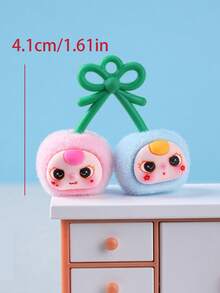 1个植绒双樱桃树脂DIY手工可爱创意饰品钥匙扣吊坠，水果幸运系列，生日、情人节、圣诞节、节日礼物，表面材质ABS（硬质），无植绒 - 彩色 - 查看 9