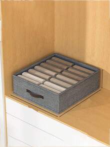 1个双层衣物收纳盒 - 可水洗、可折叠、多层整理盒，带多个网格抽屉，用于存放裤子