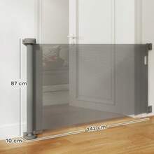 Extendable Stair Gate, Height 0-136 Cm, Height 87 Cm, Pet Gate, 142 X 10 X 87 Cm, Grey - 灰色 - 查看 1