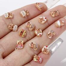 4Amazonia 50颗卡通可爱树脂水豚珠子美甲饰品创意仓鼠动物美甲装饰配件，适用于DIY美甲工艺 - 彩色 - 查看 2