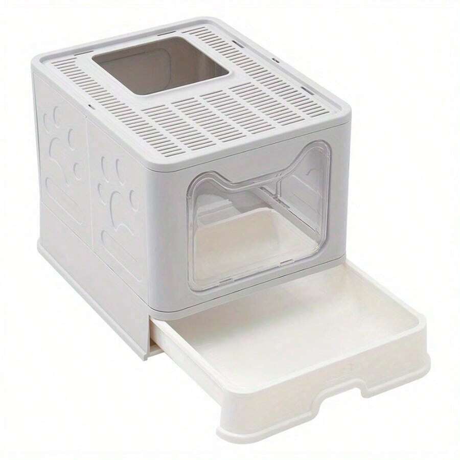 Folding Cat Pet Litter Poo Box Case Tray - g - View 1