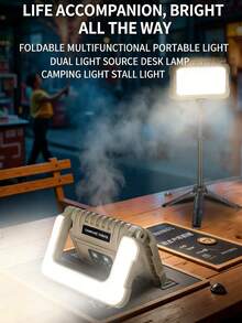 1个多功能折叠便携灯：超亮强光照明+180°双向照明+超长电池续航，适用于户外露营/夜间街头摆摊/家庭紧急情况等实用照明需求。