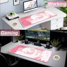 Gaming Mouse Pad XL Extended Anime Mouse Pad 31.5x11.8 Inch, Large Cute Kawaii Big Computer Mouse Mat Desk Pad With Non-Slip Rubber Base And Stitched Edge For Home Office-Pink Cat - Multicolor - View 3