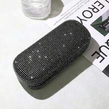 Shiny Diamond Fashion Glasses Storage Box, Hard Shell Eyeglass Case, Pressure Resistant; Portable And Easy To Carry, Suitable For Most Glasses, Can Be Easily Placed In Your Handbag, Unisex Glasses Accessory, Cute Design, Portable Eyeglass Storage Box, PU Material,Room Decor - Multicolor - View 9