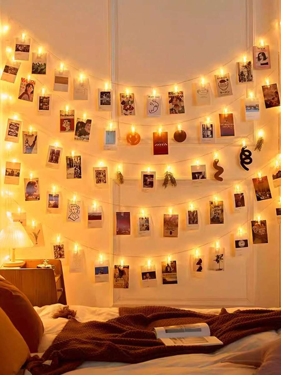 1pc Indoor LED Photo Clip Decorative Light String, Room Photo Wall Decorative Lighting, Birthday, Holiday, Party, Wedding Decoration Lights, Valentine's Day Romantic Decoration For Couples, Hanging Photo Pictures, Fairy Lights