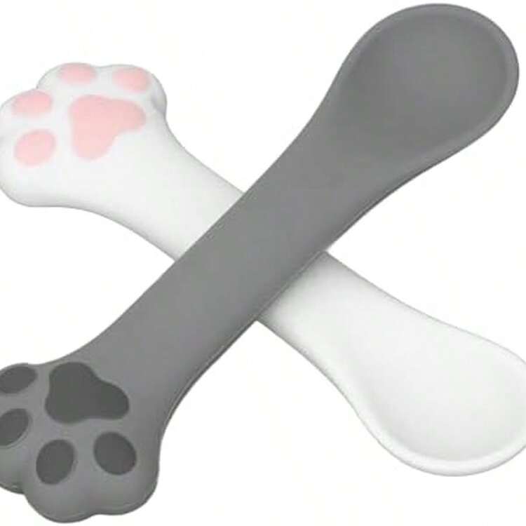 YEUSS Cuchara para Enlatar para Mascotas, Cuchara para Abrir Latas para Gatos, Multiusos,  para Lavavajillas, Silicona Duradera, 2 Piezas, Ergonmica para Interiores para Cocina - como se muestra en la figura - Añade 5