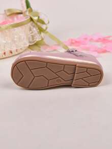 Girls Princess Shoes, Cute Bow Tie Pink Infant Shoes, Spring/Summer Children Shoes, Flat Leather Shoes With Magic Tape & Beads For Little Girls, Baby Ballerina Shoes - Pink - View 12