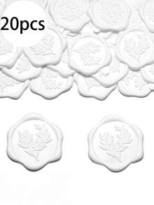 50张心形自粘蜡封贴纸，适用于礼品、婚礼请柬、信封、日记本、缝纫、教师印章、蜡封、婚礼、圣诞节 - 白色 - 白色-迷迭香 - 查看 10