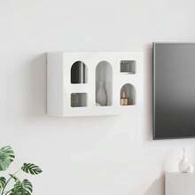vidaXL Armario suspendido con plataforma blanco brillante 60 x 20 x 40 cm - Blanco - Ver 1