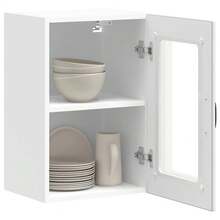 vidaXL Armário mural de cozinha com porte en verre Lucca branco - Branco - Ver 5