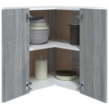 vidaXL Armoire d'angle suspendue "Lyon" Gris Sonoma 57 x 57 x 60 cm Bois d'ingénierie - Gris - Voir 4