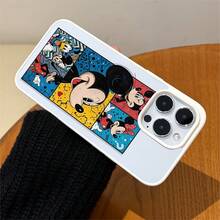 Disney. ‌   What Mickey Mouse Patterned Phone Case Designed With Vibrant Comic Panels Featuring Beloved Characters. Compatible With  17, 16, 15, 14, 13, 12, And 11 Pro Models, With Shockproof Protection. A Fun Accessory For Fans Of All Ages, Perfect For Birthdays, Holidays, And Special Occasions..Holiday Accessories. - Black - View 11