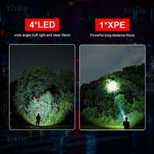 Linterna LED súper brillante, linterna solar, linterna recargable por USB, linterna táctica COB, linterna de largo alcance, luz para pesca y camping, equipo de camping - Negro - Ver 7