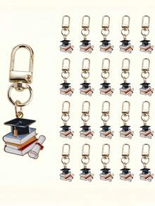 20 件经典复古毕业礼物四方帽合金材质创意龙虾扣/钥匙扣，适合七月毕业返校礼物、毕业派对礼物、包包装饰、手机/汽车钥匙扣礼物、九月教师节礼物、送给朋友、学生、老师和同学的礼物 - 彩色 - 查看 9