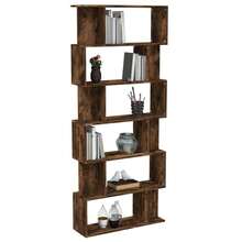 vidaXL Bücherregal/Trennwand, geräucherte Eiche, 80 x 24 x 192 cm, Holzwerkstoff - Braun - Übersicht 4