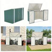 Galvanized Metal Carport, Garage Temporary Removable Slope Roof With Metal Gas Cylinder Roof Openable 176*105*130cm (L*W*H), Green/Charcoal Black/Grey