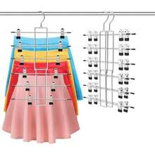 KIKIGOAL 2PCS Perchas para Pantalones con Clip, Ganchos Percheros con Pinzas para Faldas, Percha de Metal Resistencia para Jeans, 6 en 1 Gancho Giratorio Percha para Ropa(default) - Multicolor - Ver 2