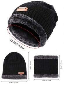 4pcs/Set Winter Knit Hat, Scarf, Touchscreen Gloves Set, Warm Thick Thermal Lined Beanie, Scarf, Gloves - B - View 7