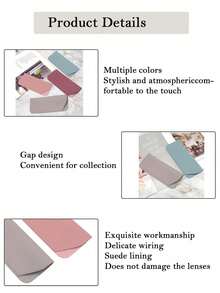 4件装软PU皮革眼镜盒，便携式挤压式眼镜盒，男女通用眼镜盒，PU皮革眼镜套，简约纯色防刮眼镜收纳袋，太阳镜、眼镜、老花镜、近视眼镜必备配件，适合户外、旅行、返校季使用 - 彩色 - 查看 9