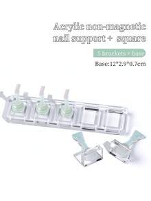 New 5Grids/Set Transparent Non-Magnetic Acrylic Nail Stand For Press On Nail Cat Eye Nail Art Practice & Display Stand Nail Holder Tool DIY Manicure Supplies - Multicolor - View 12