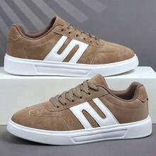 2025 New Men's Sports Shoes Men's Fashion Handsome Casual Shoes Lace Up Men's Shoes Skateboarding Shoes Men's Sneakers Personalized Street Men's Shoes - Khaki - View 4