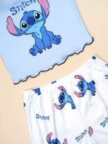 Stitch Print Women's Camisole Top + Shorts 2 Pieces Set Women's Camisole Pajama Set - Multicolor - View 2