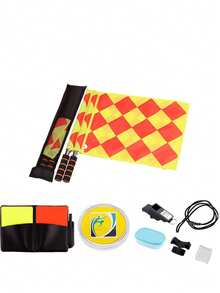 一套专业足球裁判装备 - 红黄牌、哨子、边线旗、边裁旗、足球训练及比赛装备 - 彩色 - 查看 10