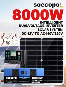 8000W Solar System Power Kit 12V/24V Dual Voltage LCD Inverter 100A Controller 300W Panel For Home/RV/Camping Power Station - SEP-11K-e8000 - View 3